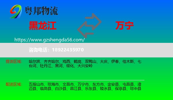 黑龙江到万宁市物流专线