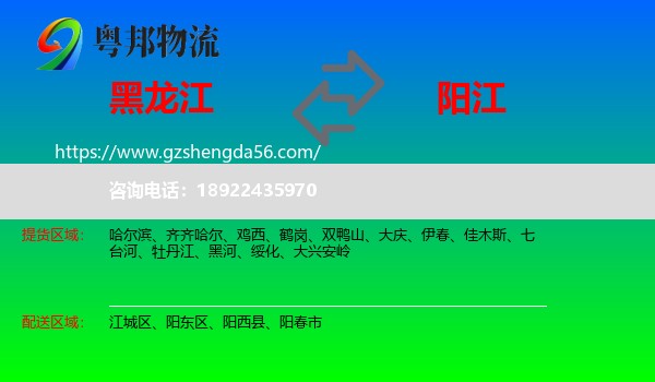 黑龙江到阳江物流