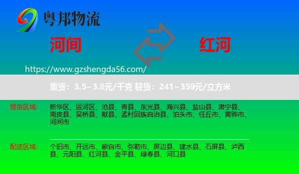 河间市到红河物流专线