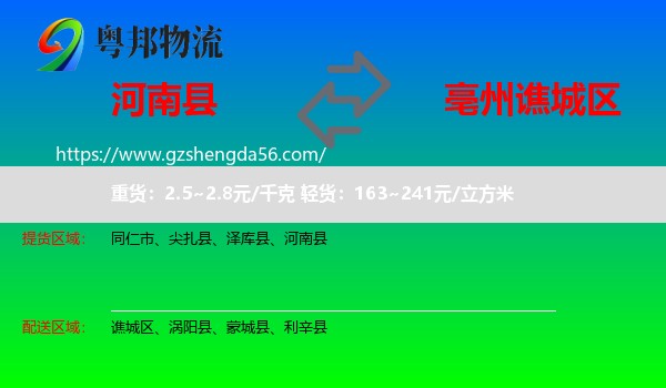 河南县到谯城区物流专线