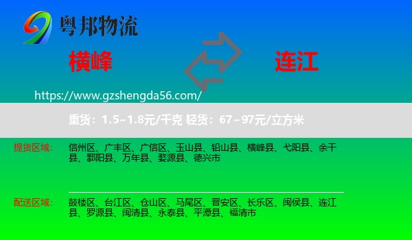 横峰县到连江县物流专线