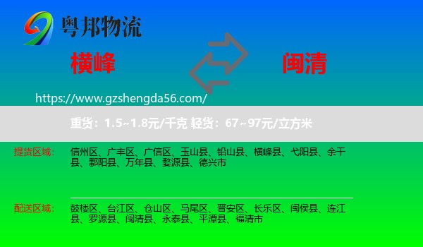 横峰县到闽清县物流专线