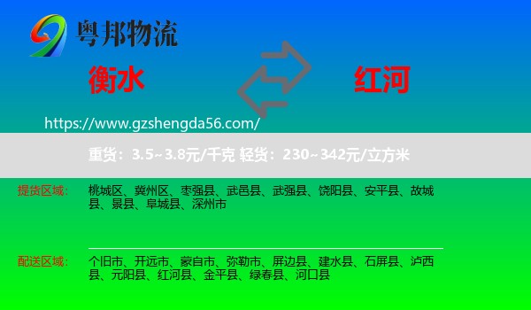 衡水到红河物流专线