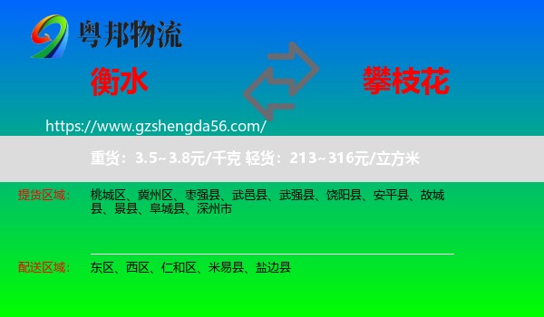 衡水到攀枝花物流专线