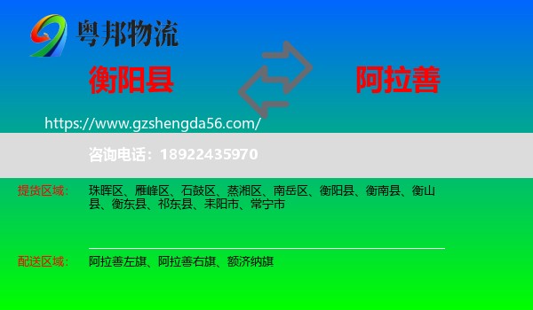 衡阳县到阿拉善盟物流