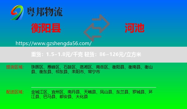 衡阳县到河池物流专线