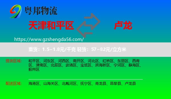 和平区到卢龙县物流专线