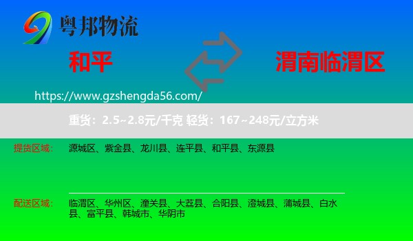 和平县到临渭区物流专线