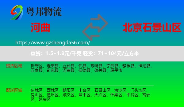 河曲县到石景山区物流专线