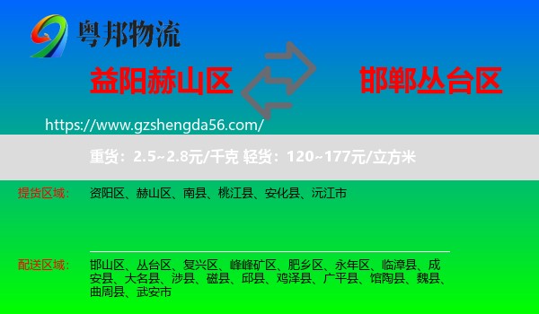 赫山区到丛台区物流专线