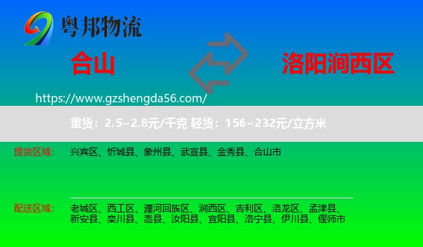 合山市到涧西区物流专线