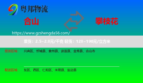 合山市到攀枝花物流