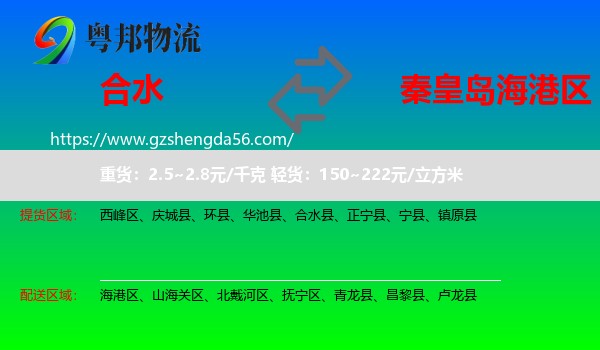合水县到海港区物流专线