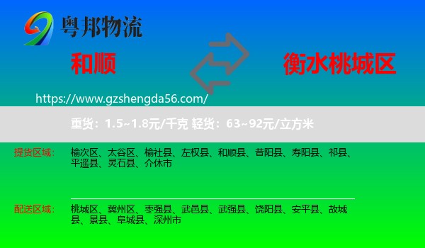 和顺县到桃城区物流专线