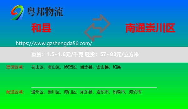 和县到崇川区物流专线