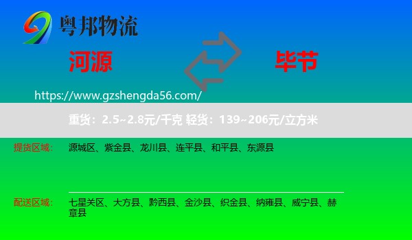 河源到毕节物流专线