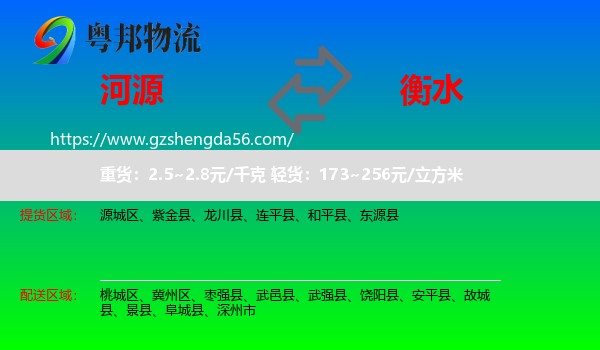 河源到衡水物流专线