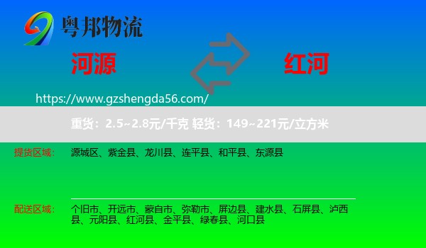 河源到红河物流专线