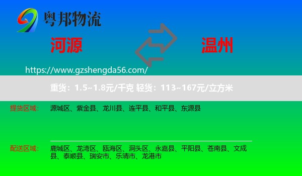 河源到温州物流专线