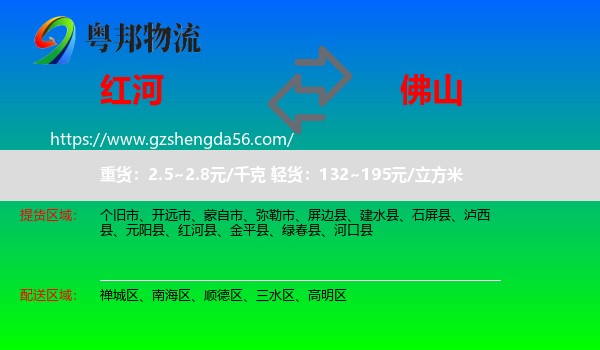 红河到佛山物流