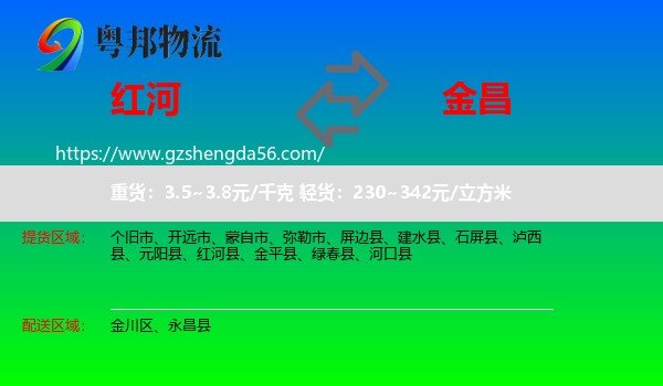 红河到金昌物流