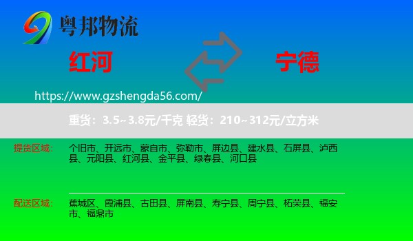 红河到宁德物流
