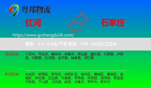 红河到石家庄专线