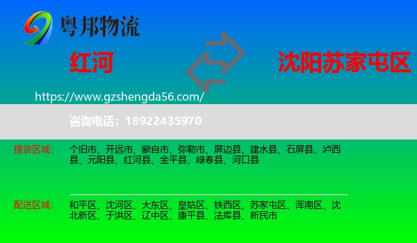 红河到苏家屯区物流专线
