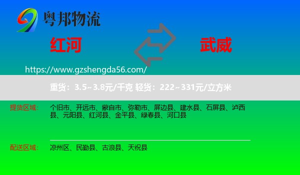 红河到武威物流