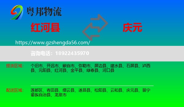 红河县到庆元县物流专线
