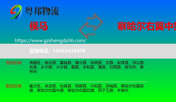 侯马市到察哈尔右翼中旗物流专线
