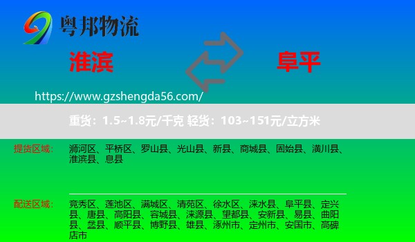 淮滨县到阜平县物流专线