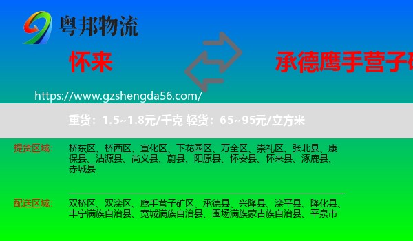 怀来县到鹰手营子矿区物流专线