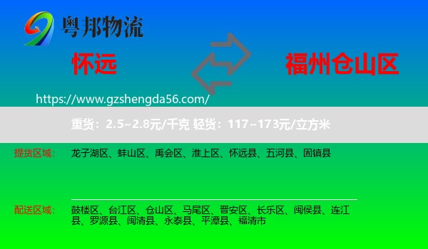 怀远县到仓山区物流专线