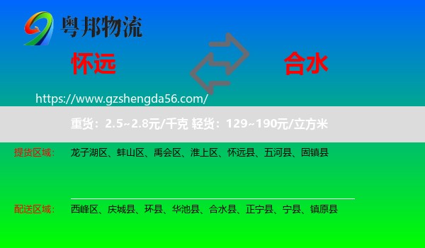 怀远县到合水县物流专线