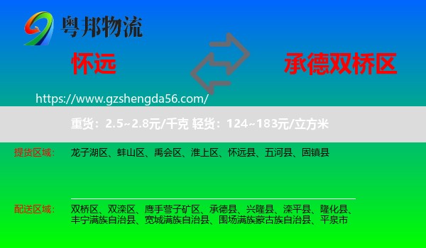 怀远县到双桥区物流专线