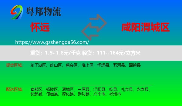 怀远县到渭城区物流专线