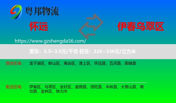 怀远县到乌翠区物流专线