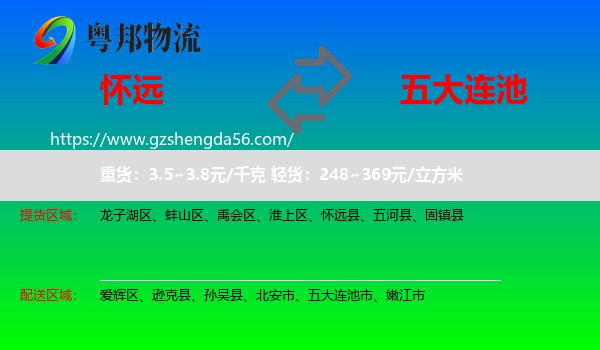 怀远县到五大连池市物流专线