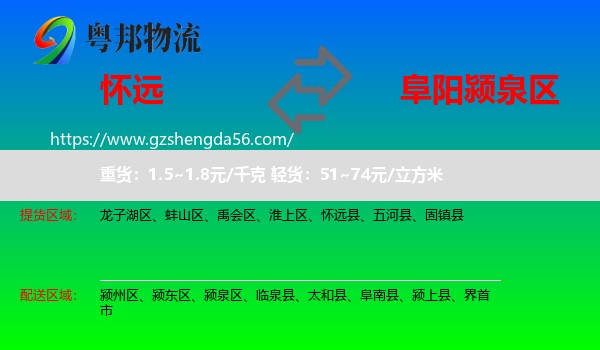怀远县到颍泉区物流专线