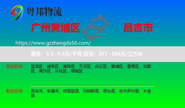 黄埔区到昌吉市物流专线