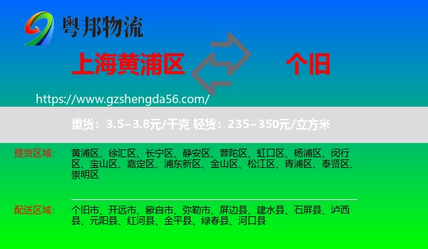 黄浦区到个旧市物流专线