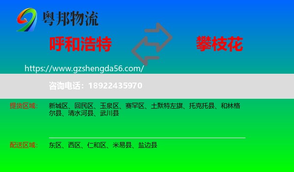 呼和浩特到攀枝花物流专线