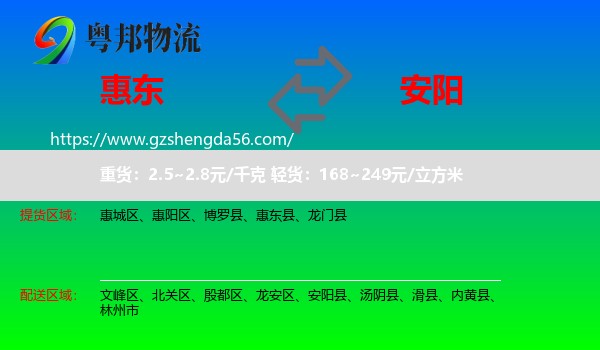惠东县到安阳物流专线
