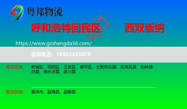 回民区到西双版纳物流专线