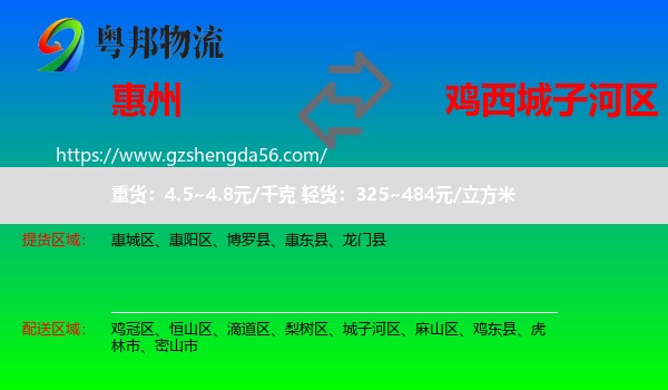 惠州到城子河区物流专线
