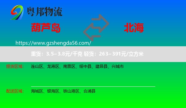 葫芦岛到北海物流