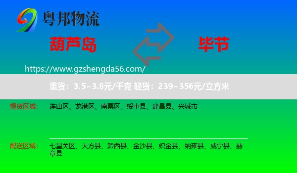 葫芦岛到毕节物流