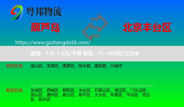 葫芦岛到丰台区物流专线