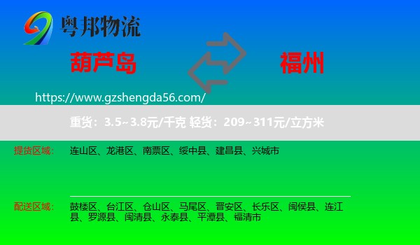 葫芦岛到福州专线